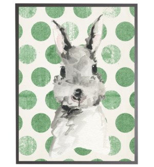 Watercolor baby Bunny on Green polka dots